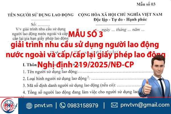 Mẫu số 03 theo Nghị định 219/2025/NĐ‑CP