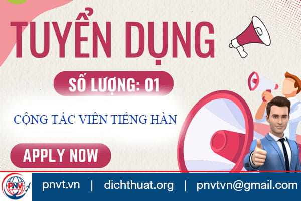 Tuyển cộng tác viên tiếng Hàn