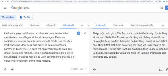 google dịch tiếng pháp sang tiếng việt