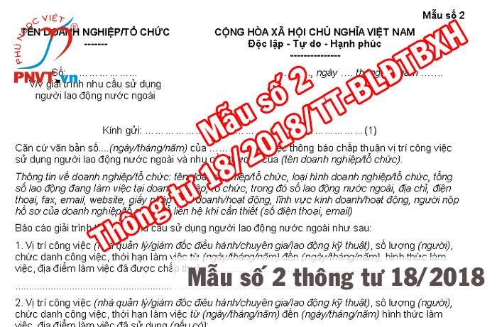 mẫu số 2 thông tư 18/2018