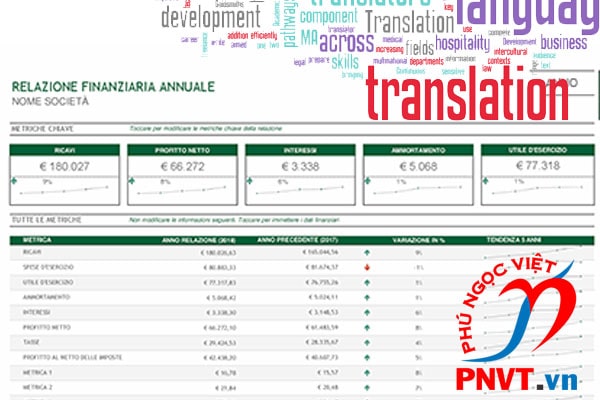 Dịch báo cáo tài chính tiếng Ý sang tiếng Việt 