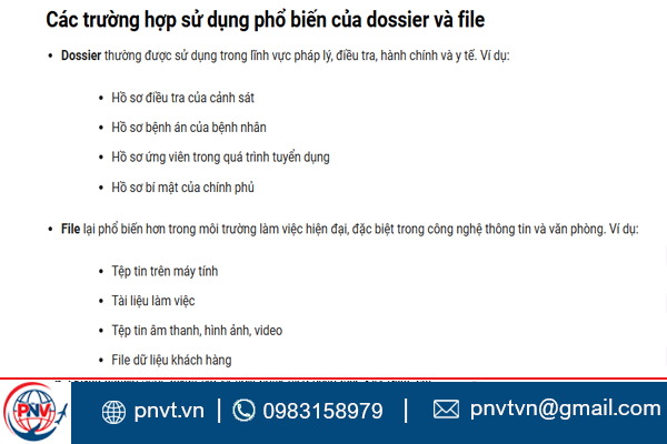 phân biệt khác nhau dossier và file