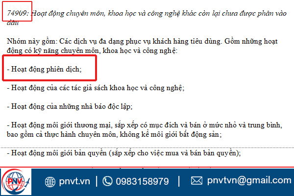 mã ngành 7490 
